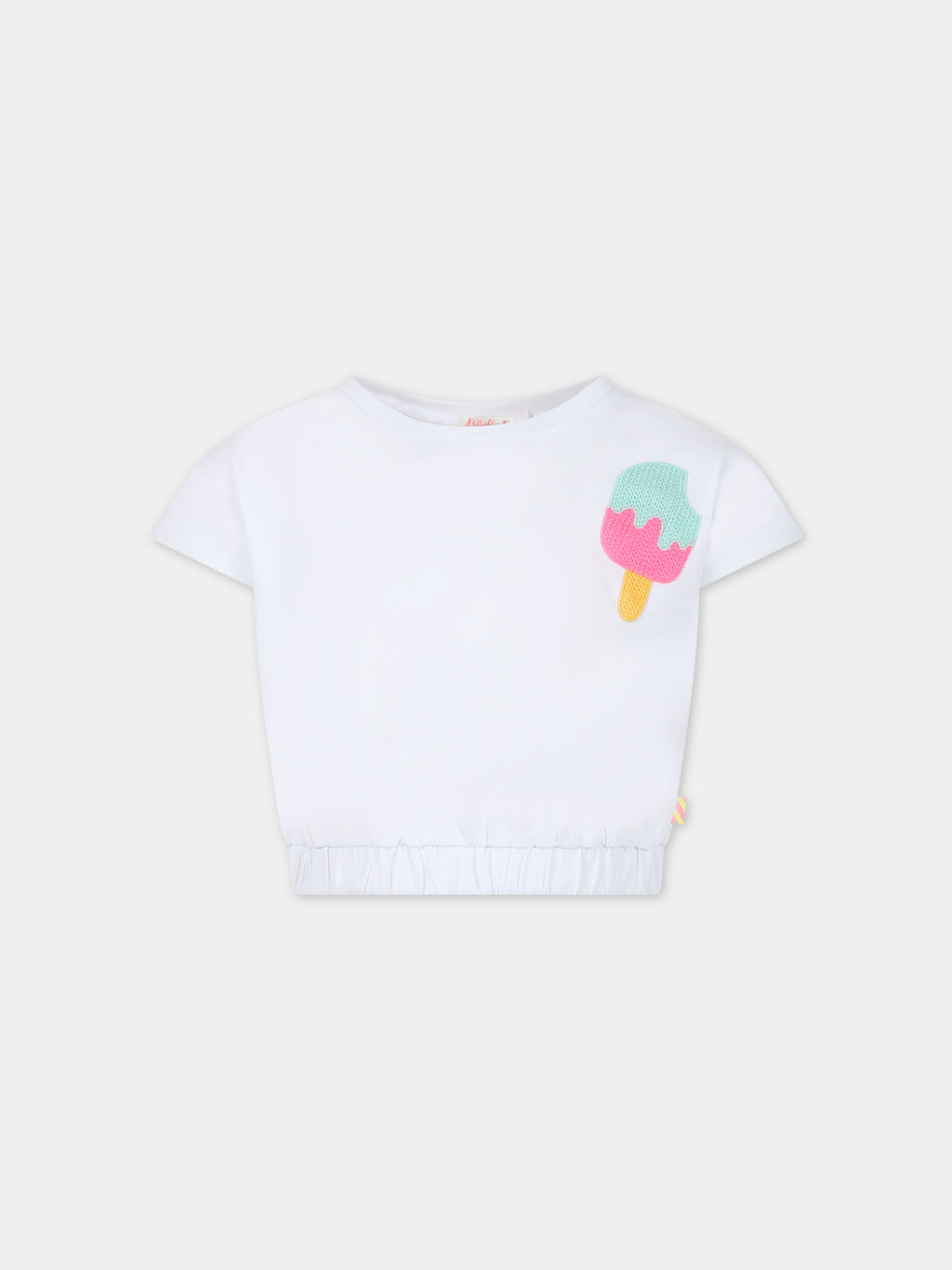 White t-shirt for girl with ice cream print